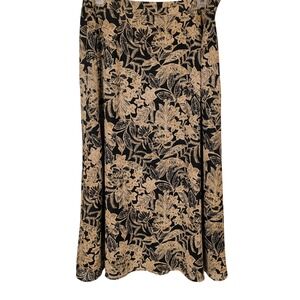 Lane Bryant Designs Black Tan Tropical Floral Maxi Skirt Plus Size 18/20 Chiffon